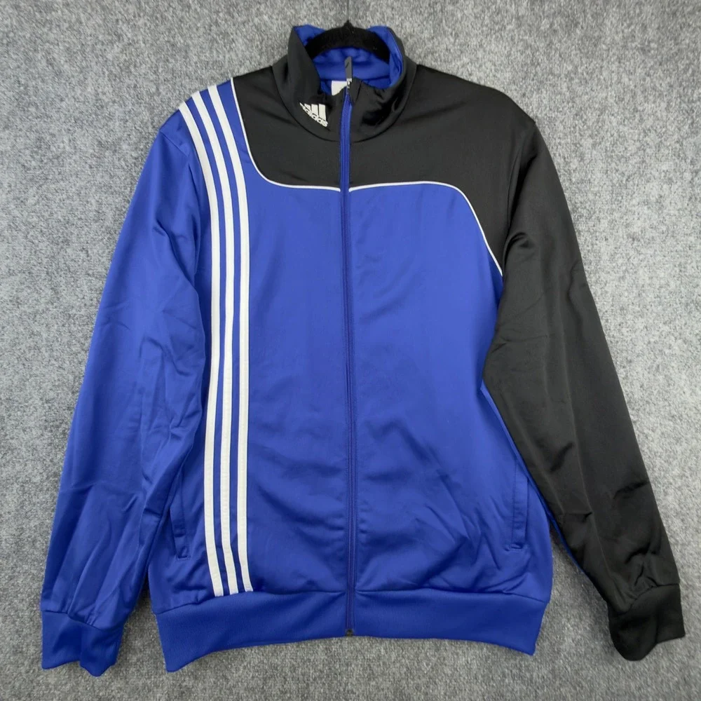 Adidas Mens Blue Black Colorblock Full Zip Track Jacket V38046 Size Medium